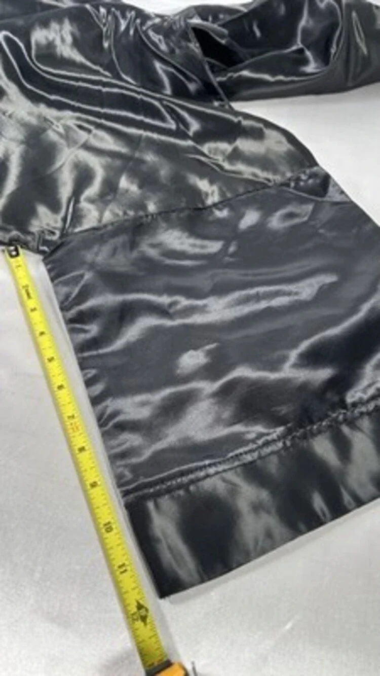 TITLE BOXING SHINY SATIN GLANZ ALL BLACK ROBE HOODED SIZE S FULL LENGTH